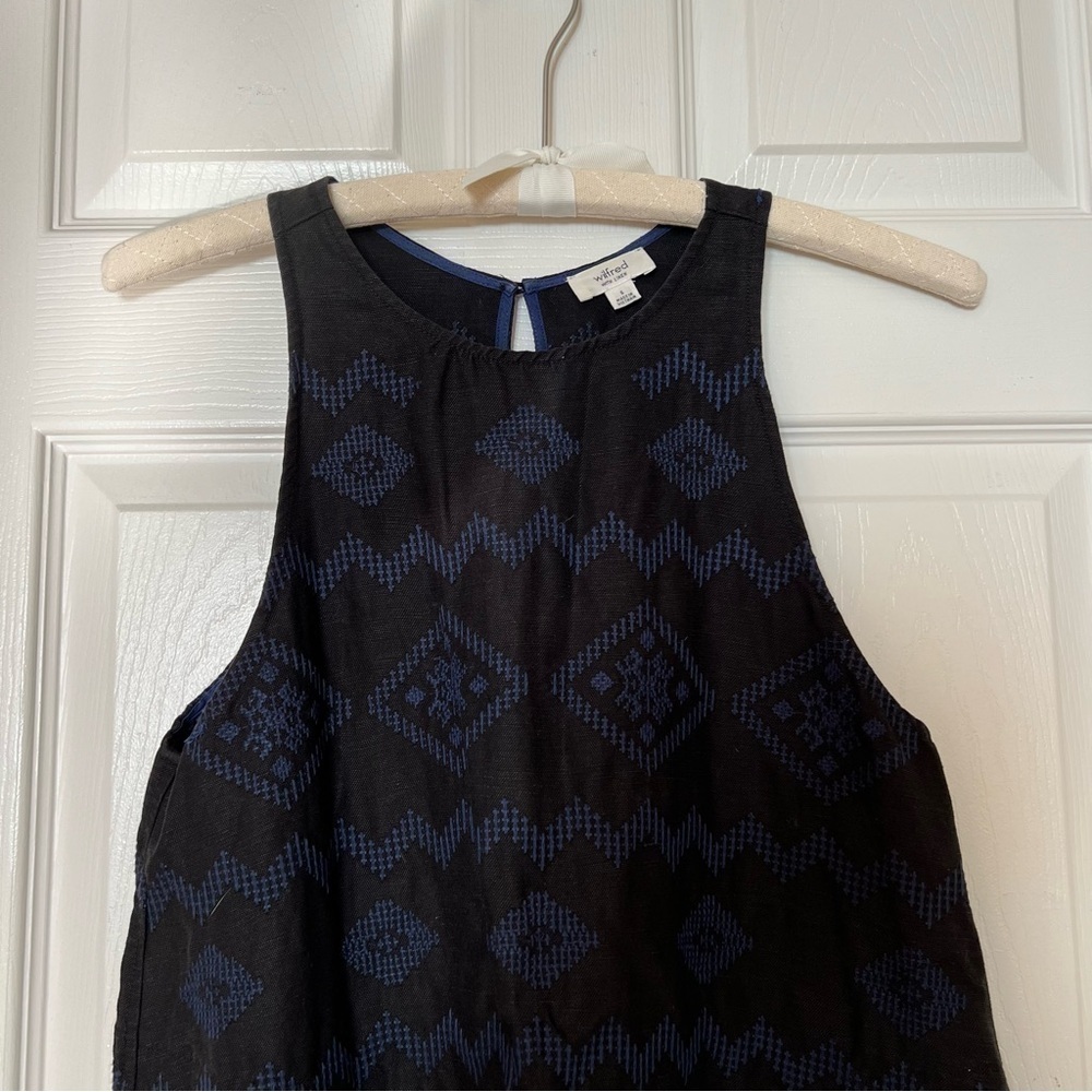 Aritzia Wilfred Black Navy Linen Trompette A-Line Sleeveless Shift Dress - Sz S - Picture 5 of 16